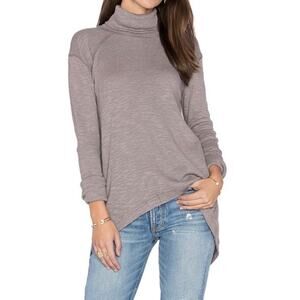 Free People We the Free Split Back Hi-Lo Turtleneck Top Stone Gray Small Lagom